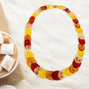 V3 Jewelry Multi Color Amber Graduated Beaded Necklace-24"